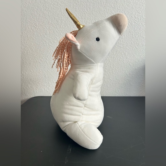 15” PILLOWFORT WEIGHTED PLUSH UNICORN Throw Pillow SOFT SNUGGLY WHITE/PEACH - Picture 1 of 9
